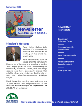 A screenshot of page 1 of the September Newsletter